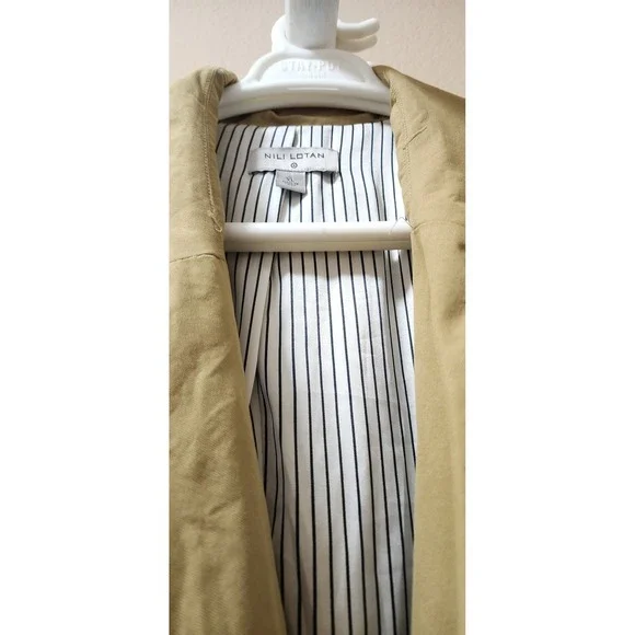 Nili Lotan Women's XL Classic Tan Double Breasted Belted Trench Coat Luxury Chic - Picture 4 of 8